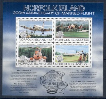 Norfolk-Is-1983-Manned-Flight-200th-Anniversary-MS-MUH