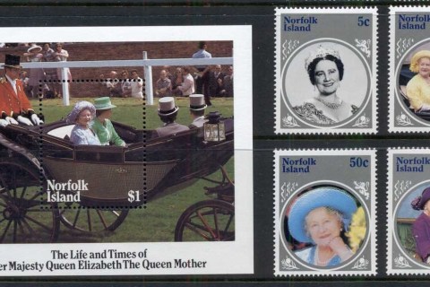 Norfolk-is-1985 Queen Mother 85th Birthday + MS