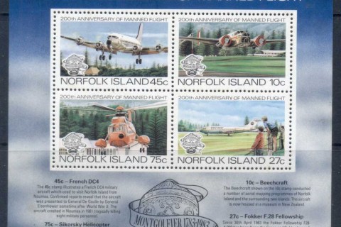 Norfolk-Is-1983-Manned-Flight-200th-Anniversary-MS-MUH