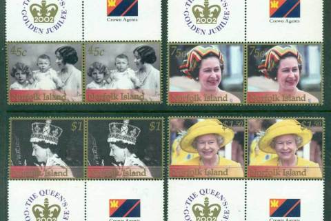 Norfolk-Is-2002-QEII-50th-Anniversary-Gutter-Blk-4-MUH-lot21726