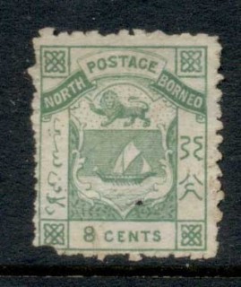 North-Borneo-1883-84-Coat-of-Arms-8c-cnr-Faults