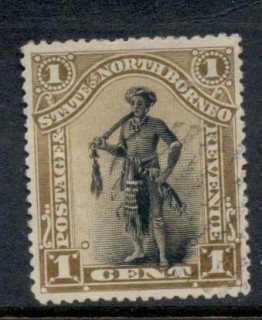 North-Borneo-1894-Pictorial-Dayak-Chief-1c-CTO