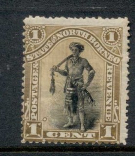 North-Borneo-1894-Pictorial-Dayak-Chief-1c-MLH