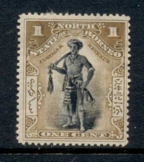 North-Borneo-1897-1900-Pictorial-Dayak-Chief-1c-MLH