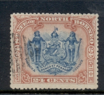 North-Borneo-1897-Pictorial-Arms-Postage-Revenue-24c-CTO