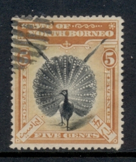 North-Borneo-1899-1900-Pictorial-Argus-Pheasant-5c-CTO