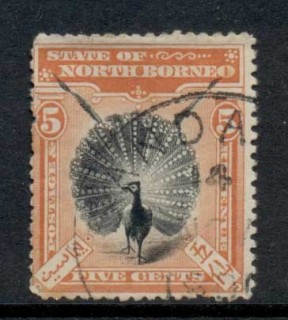 North-Borneo-1899-1900-Pictorial-Argus-Pheasant-5c-FU