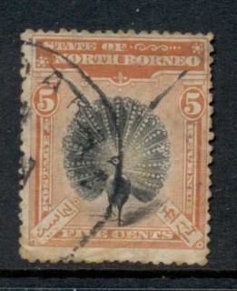 North-Borneo-1899-1900-Pictorial-Argus-Pheasant-5c-toned-FU