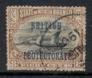 North-Borneo-1901-05-Opt-British-Protectorate-8c-FU