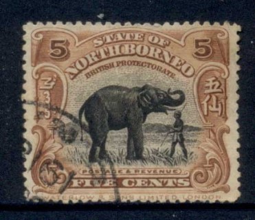 North-Borneo-1909-22-Elephant-5c-FU