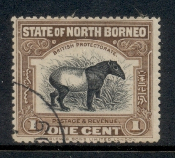 North-Borneo-1909-22-Tapir-Perf-14-1c-FU