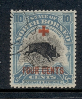 North-Borneo-1918-Opt-Red-Cross-4c-on-10c-FU