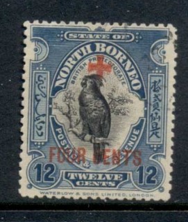 North-Borneo-1918-Opt-Red-Cross-4c-on-12c-FU