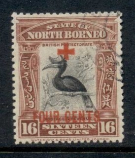 North-Borneo-1918-Opt-Red-Cross-4c-on-16c-FU