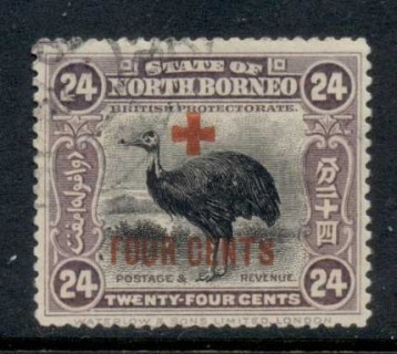 North-Borneo-1918-Opt-Red-Cross-4c-on-24c-FU