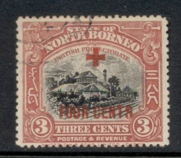 North-Borneo-1918-Opt-Red-Cross-4c-on-3c-FU