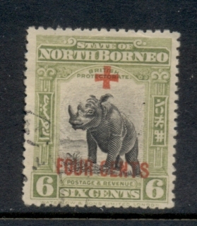 North-Borneo-1918-Opt-Red-Cross-4c-on-6c-FU