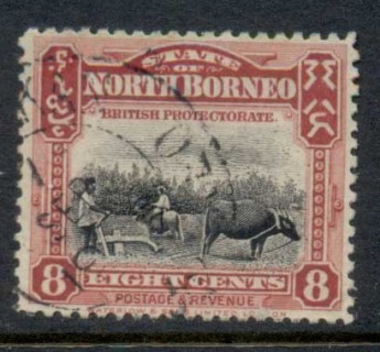 North-Borneo-1926-28-Natives-Polughing-8c-FU