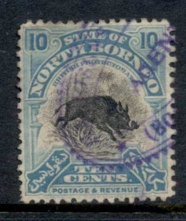 North-Borneo-1926-28-Wild-Boar-10c-Fisc-U_1