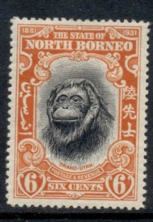 North-Borneo-1931-Orangutang-6c-MLH