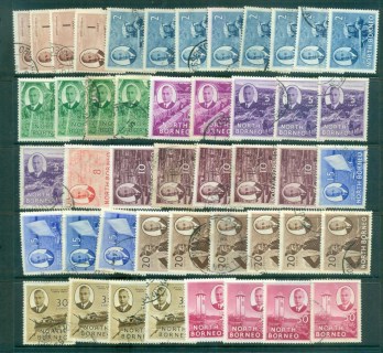 North-Borneo-1950-KGVI-Assorted-Pictorials-MLH-FU-lot82373