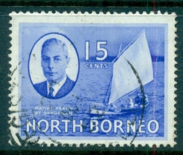 North-Borneo-1950-KGVI-Pictorial-15c-FU