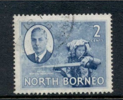 North-Borneo-1950-KGVI-Pictorial-Musician-2c-FU