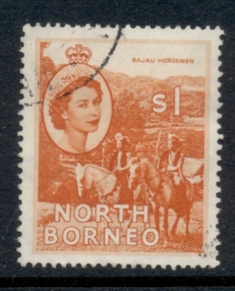 North-Borneo-1954-57-QEII-Pictorial-Bajan-Horsemen-1-FU