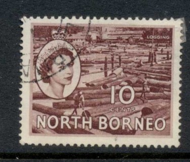 North-Borneo-1954-57-QEII-Pictorial-Logging-10c-FU