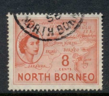 North-Borneo-1954-57-QEII-Pictorial-Map-8c-FU