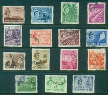 North-Borneo-1954-57-QEII-Pictorials-FU