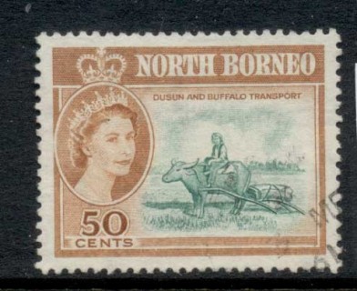 North-Borneo-1961-QEII-Pictorial-Dusun-and-Buffalo-Transport-FU