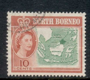 North-Borneo-1961-QEII-Pictorial-Map-10c-FU