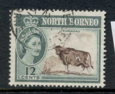 North-Borneo-1961-QEII-Pictorial-Wild-Ox-12c-FU