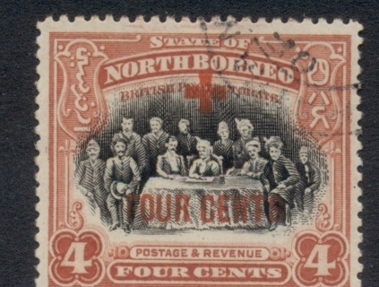 North-Borneo-1918-Opt-Red-Cross-4c-on-4c-FU