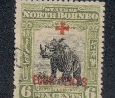 North-Borneo-1918-Opt-Red-Cross-4c-on-6c-FU