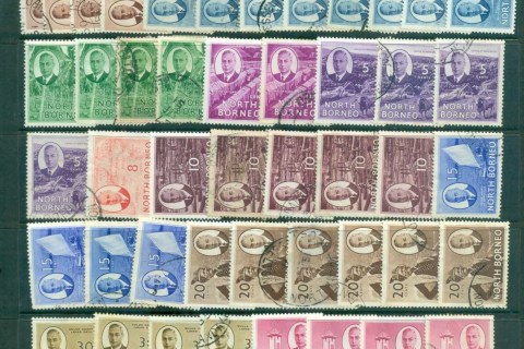 North-Borneo-1950-KGVI-Assorted-Pictorials-MLH-FU-lot82373
