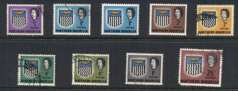 Northern-Rhodesia-1963-QEII-Coat-of-Arms-faults-Asst-FU