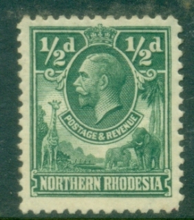 Northern-Rhodesia-1925-29-KGVI-Portrait-½d-dark-green-MLH