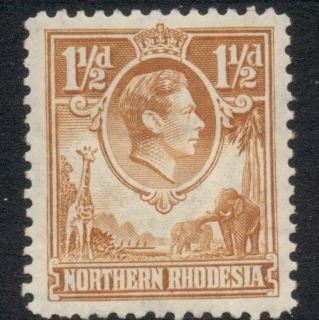 Northern-Rhodesia-1938-52-KGVI-Portrait-1-5d-brown-orange-MLH