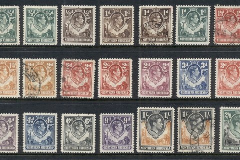 Northern-Rhodesia-1938-KGVI-Pictorials-Giraffes-Elephants-Asst-FU-MLH