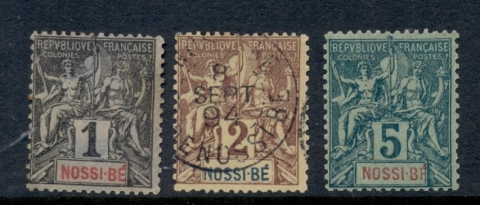 Nossi-Be 1894 Navigation & Commerce 1,2,5c