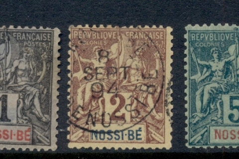 Nossi-Be 1894 Navigation & Commerce 1,2,5c