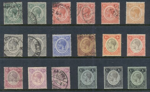 Nyasaland-1913-30-KGV-Portrait-Assorted-MLH-FU