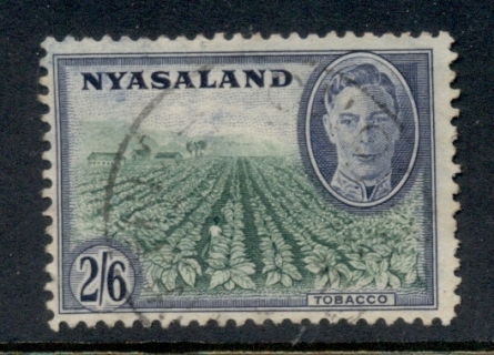 Nyasaland-1945-KGVI-Pictorials-2-6d-Tobacco-Estate-FU