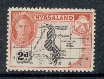 Nyasaland-1945-KGVI-Pictorials-2d-Map-MUH