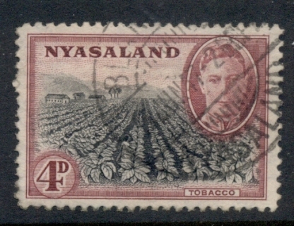 Nyasaland-1945-KGVI-Pictorials-4d-Tobacco-Estate-FU