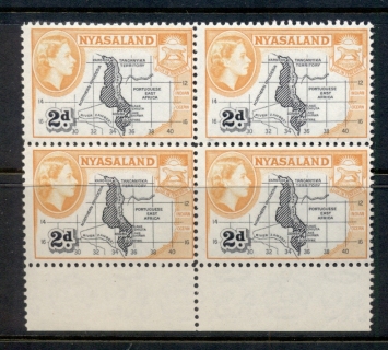 Nyasaland-1953-QEII-Pictorial-2d-Map-Perf-12-bkl4-MUH