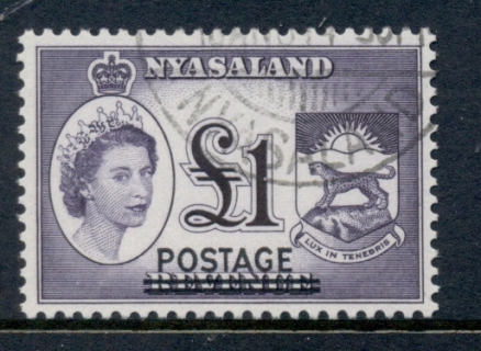 Nyasaland-1963-Revenue-Opt-Postage-1-pound-FU