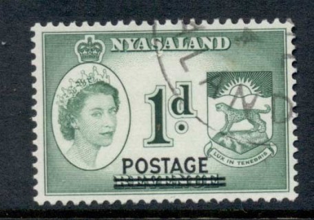 Nyasaland-1963-Revenue-Opt-Postage-1d-FU